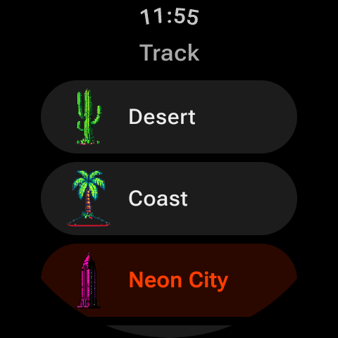 Race To End track select screen