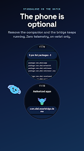 WearBridge phone status: WearBridge ready, shell UID, pairing code