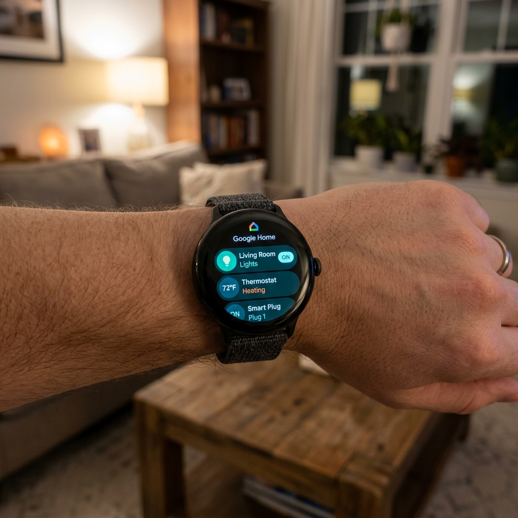 Google Home app on Wear OS controlling smart home devices