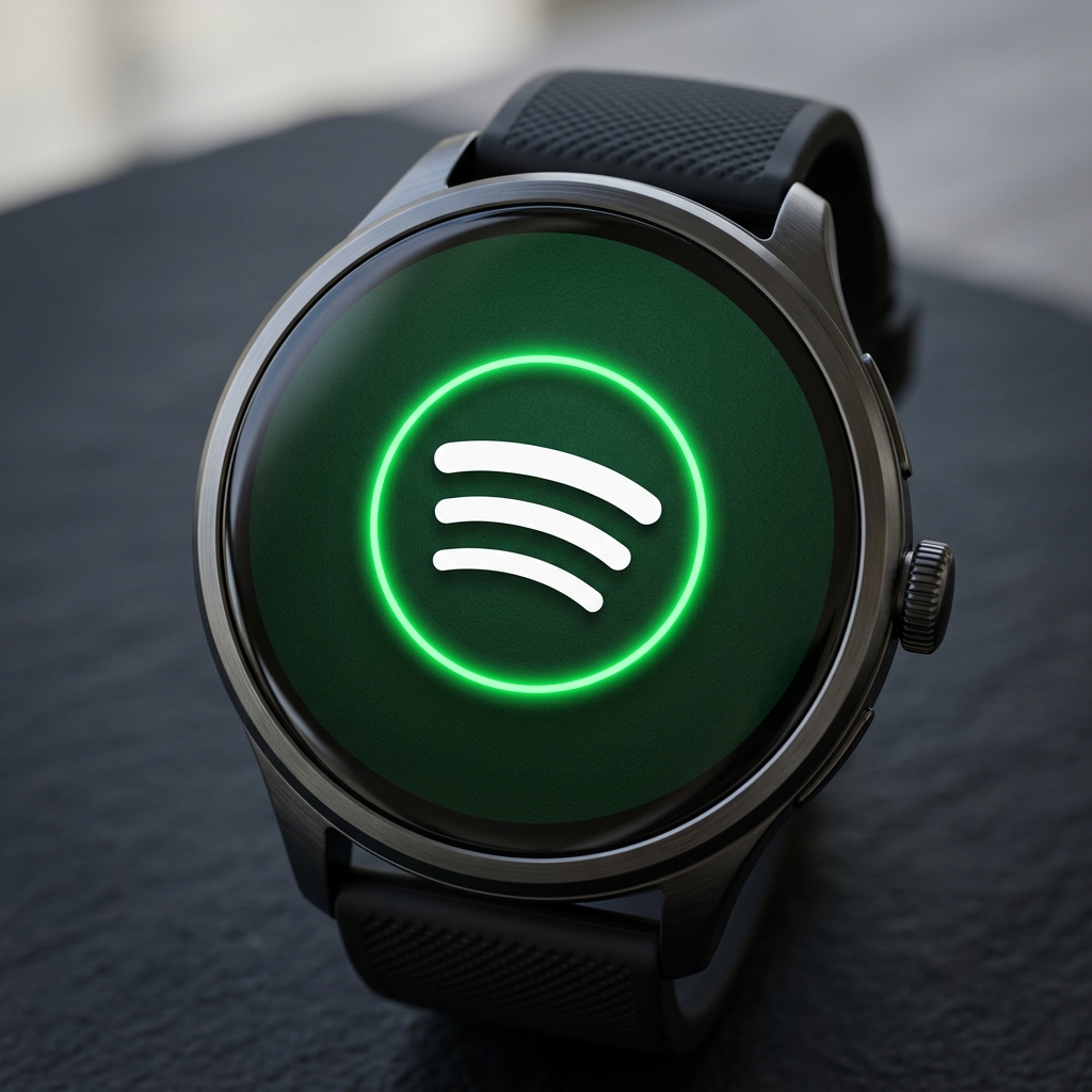 Spotify app on Wear OS smartwatch with offline music playback