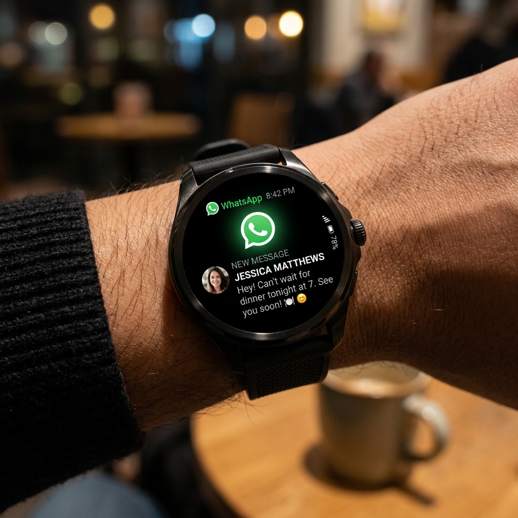 WhatsApp message notification on Wear OS smartwatch