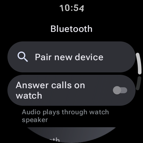 Wear OS Bluetooth Pairing Screen for Connecting to Computers