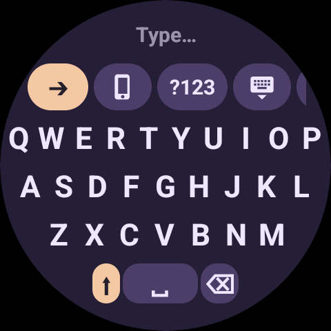 SyncBoard keyboard on a Wear OS watch